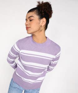 NUMERO UNO Striped High Neck Casual Women Multicolor Sweater - Buy ...
