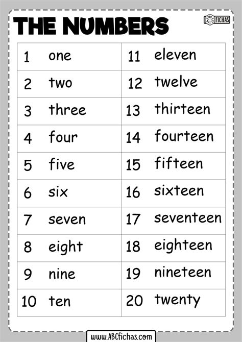 Numeros En Ingles Liveworksheets/n Meros Del 1 Al 20 Para Colorear