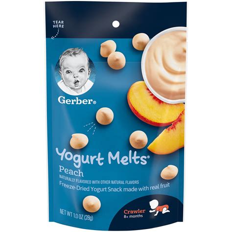 Gerber Yogurt Melts Stage 3 Baby Snacks Freeze Dried Yogurt Peach, 1 oz ...