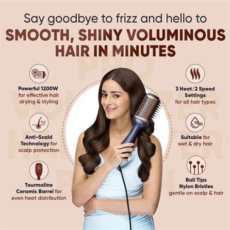 VEGA Pro Volumizer Hair Blow Dryer, 3 in 1 Hot Air Brush Volumizer ...