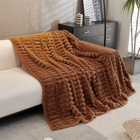 Luxury Waxy Faux Rabbit Fluffy Plush Sofa Throw, Russet Brown – HOKIPO ...