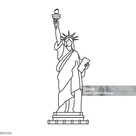Statue Of Liberty Black And White Outline