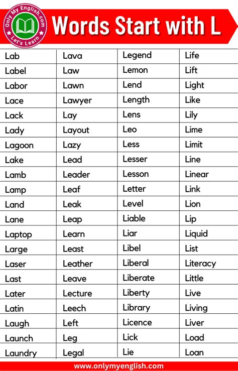 300+ Words That Start With L | Words starting With L