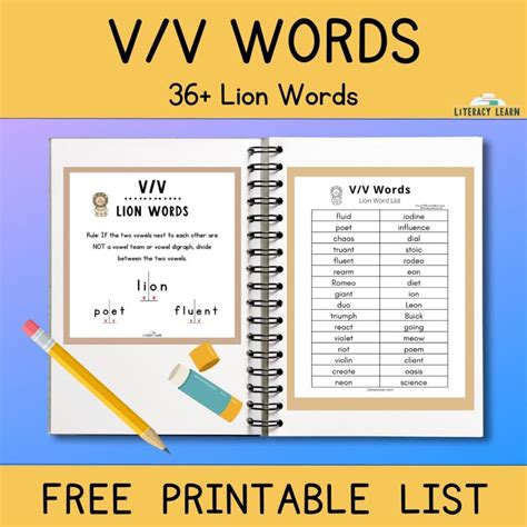 Teaching V/V Words - with Free Printable Word List - Literacy Learn