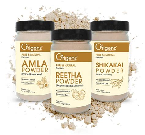 Origenz Premium Amla, Reetha, Shikakai Powder for Healthy Hair, Pack of ...