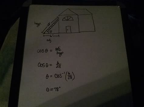 A 28-foot ladder is leaning against a house. The bottom of the ladder ...