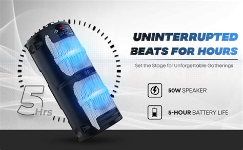 Krisons Cylender 222-50W Portable Speaker with 6" Double Woofers,Free ...