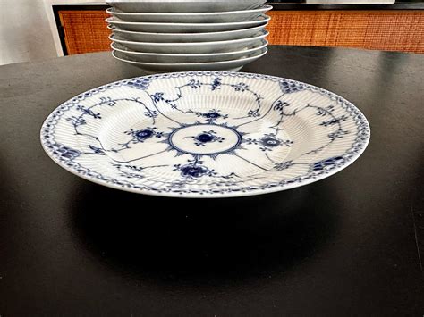 Eight Vintage Royal Copenhagen Blue Fluted Half Lace Dinner Plates #571 ...