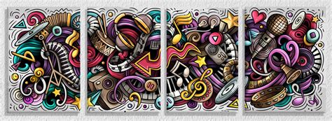 Abstract Pop Music Culture Wall Art, Set Of 4 – Myindianthings