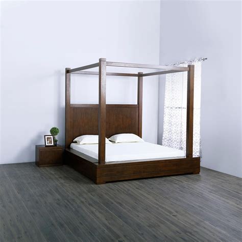 Buy Harmony King-Size Four Poster Bed - 180 x 195 cm - Brown from Home ...