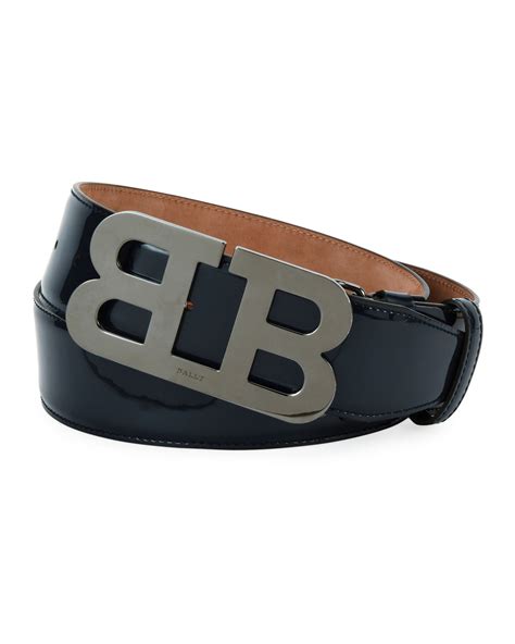 Bally Mirror B Patent Leather Belt, Black | Neiman Marcus