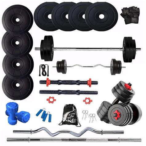 Buy BODYFIT Home Gym Combo Set, [8Kg-100 Kg] Weight Plates, 3ft Curl ...