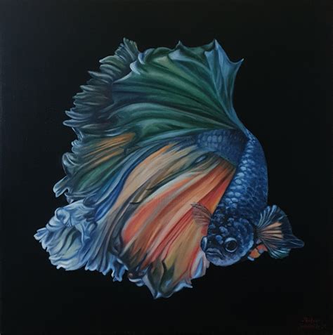 Betta Fish, Handmade Painting, Painting by Gabriella Molnár | Artmajeur
