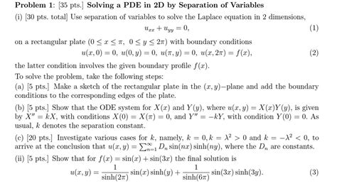 Image result for PDE2 Method of Separation of Variables Solved Examples