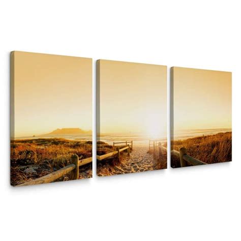 Sunset at the Beach (3 parts) Canvas print | wall-art.com