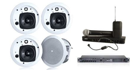 Buy Wireless Conference Room Sound System 4 Ceiling Speakers, Mixer ...