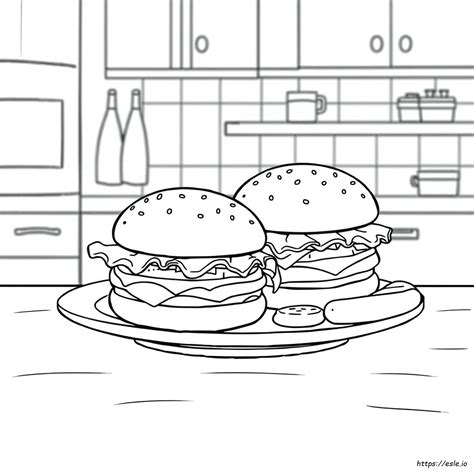 Easy Burger Coloring Pages
