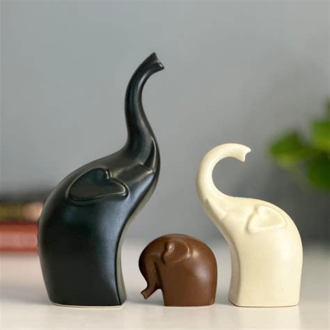 Buy URBAN SENSE | Elephant Family Matte Finish Ceramic Figures | Home ...