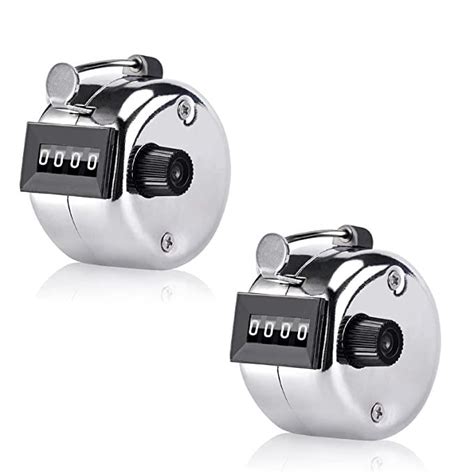 PRIMEFAIR 4 Digits Hand Held Tally Counter Numbers Clicker (Silver ...