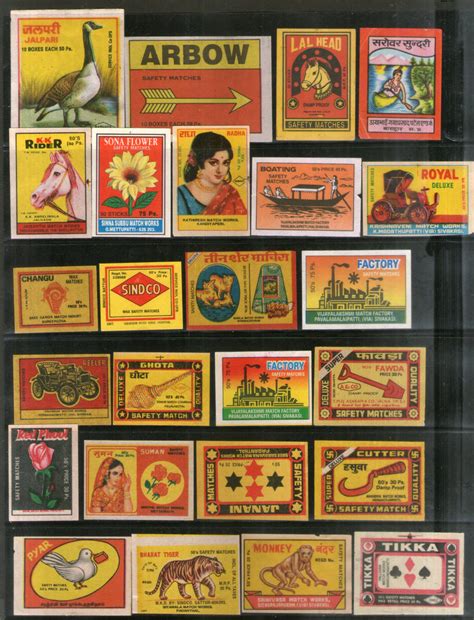 India 50 Different Match Box Labels Elephant Bird Lion Horse Ship Rose ...