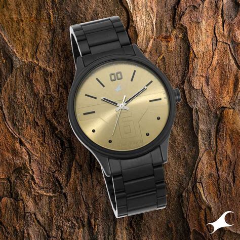 Fastrack Bare Basics Quartz Analog Golden Dial Stainless Steel Strap W ...