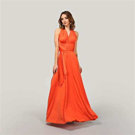 Burnt Orange Maxi Bridesmaid Dress Prom Dress Infinity - Etsy