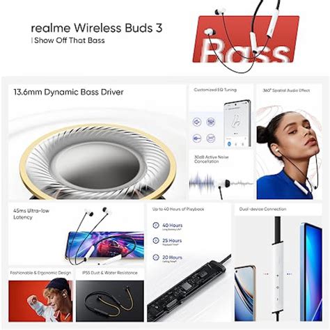 Buy realme Buds Wireless 3 in-Ear Bluetooth Neckband 30dB ANC, Spatial ...