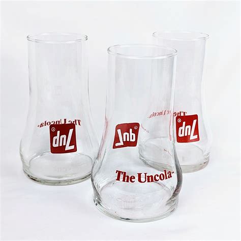Set of 3 Vintage 7up Uncola Upside Down Glasses Circa 1970