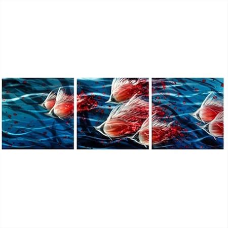 Metal Artscape 71 X 24 in Shimmering Depths 3Paneled Handmade Metal ...