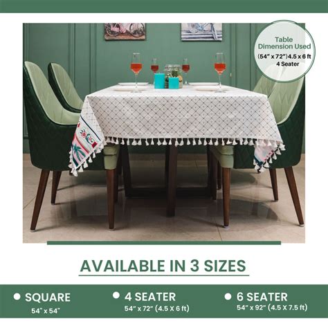 Cotton Dining Table Cover, Printed Cotton Table Cloth with Boho Tassels ...