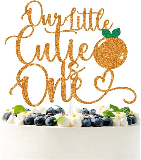 PYBHILK Orange Glitter Our Little Cutie is One Cake Topper, India | Ubuy