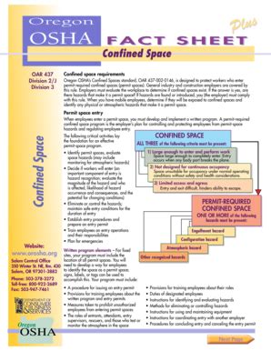 Fillable Online osha oregon Fact Sheet: Confined spaces - osha oregon ...
