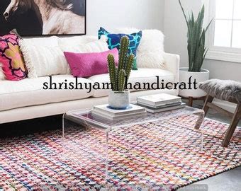 Buy Bohemian Handmade Jute & Cotton Mix Rug, Braided Rag Rug, Multi ...