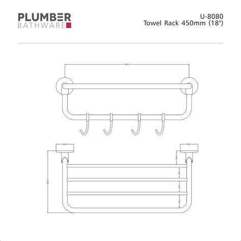 Best Towel Rack 450mm in India | U-8080 | Plumber Bathware