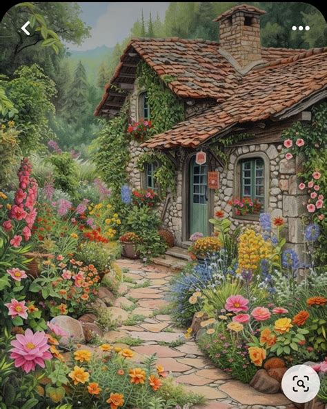 English Cottage Garden Painting
