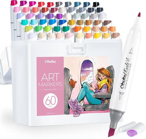 Ohuhu Alcohol Markers: 60 Colors Slim Broad and Fine India | Ubuy