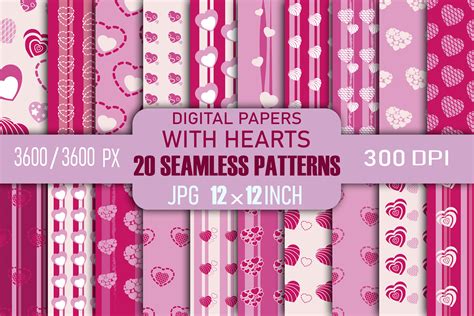 Seamless Patterns with Hearts Design Graphic by DIGITAL CREATION ...