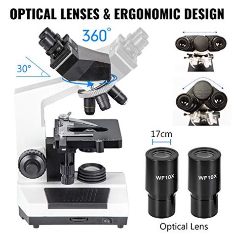 Buy VEVOR Binocular Compound Microscope 40X-2500X Magnification LED ...