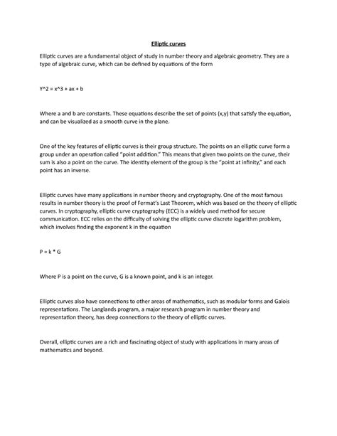 Elliptic curves - They are aElliptic curves type of algebraic curve ...