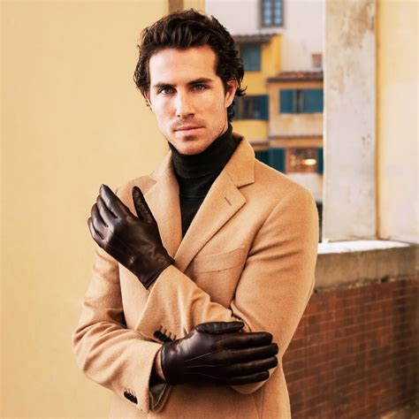 Leather gloves men brown online