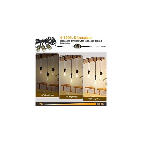 Buy Vintage Pendant Light Kit Cord with Dimming Switch and Triple E26 ...