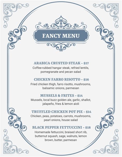 Image result for Fancy Menu Layout