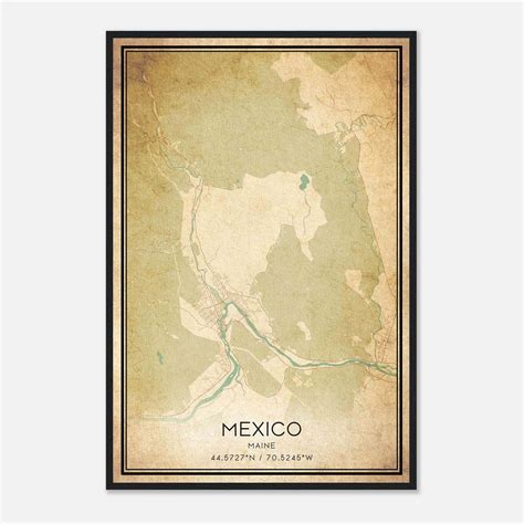 Vintage Mexico Maine Map Poster, Mexico ME City Road Wall Art Print ...