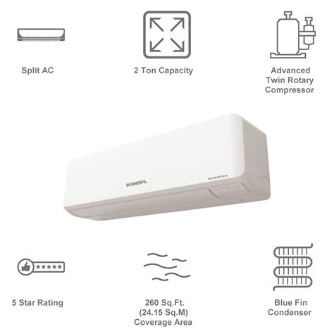 Buy O General KJT Series 2 Ton 5 Star Hot & Cold Inverter Split AC ...