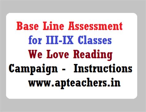 Base Line Assessment for III-IX Classes We Love Reading Campaign ...
