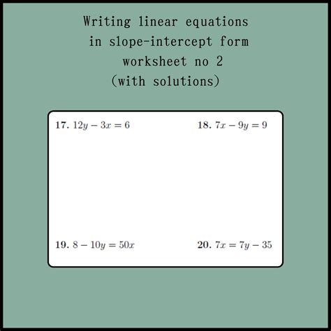 Image result for Write Slope-Intercept Form of Line Equation