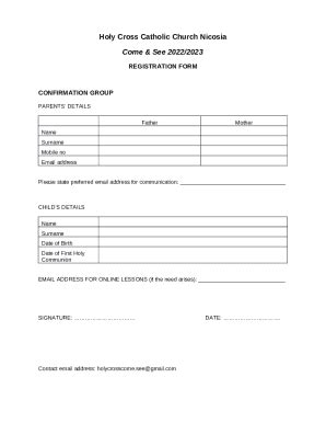 confirmation group registration Doc Template | pdfFiller