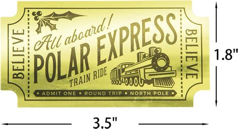 Buy Gold Foil Believe Ticket North Pole Train Roll Christmas Stickers ...