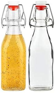 HEXONIQ® 250 ml Round Glass Bottles with Swing Top, Clear Airtight ...