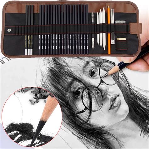 Buy Creative 29 Pcs Sketching Pencil Set Charcoal Extender Eraser ...
